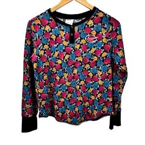 Nike Thermal Shirt Girls XL Floral Blue Pink Gold Long Sleeve Henley Top